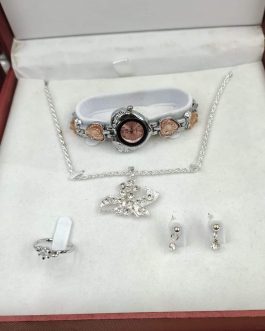 Set regalo orologio + collana + anello + orecchini