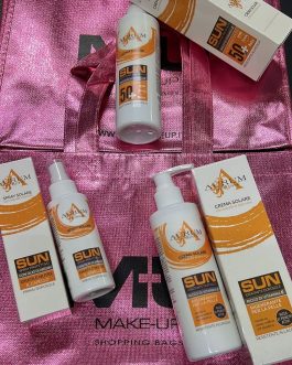 Kit Aurum solare 50+ dopo sole + olio protezione capelli + borsa Mu MU MAKE UP