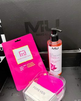 Kit maschera foglio + Spugna massaggio scrub+gel detergente MU MAKE UP
