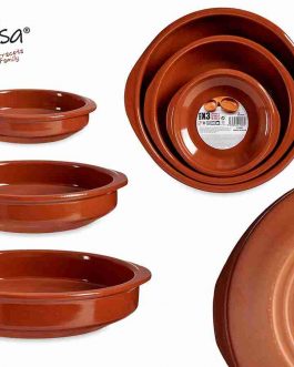 3 pezzi teglie terra cotta 16cm 22cm 28 cm