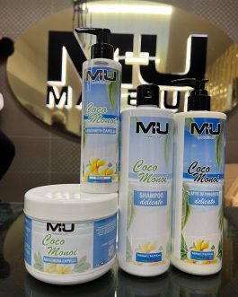 multiset coco monoi uso quotidiano  •shampoo 500 ml •maschera 500 ml  •lisciante capelli 250 ml •latte detergente maxi 500 ml