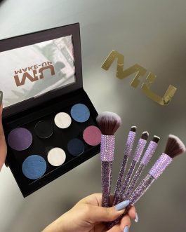 PALETTE 8 OMBRETTI+SET 5 PENNELLI GLITTER MU