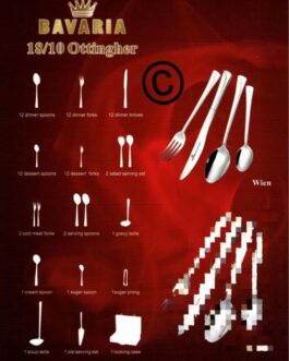 NUOVO SET POSATE 72 PEZZI 😍😍😍  BAVARIA OTTINGHER 🔝🔝🔝  IN ACCIAIO ULTRA RESISTENTE 💪💪💪  12 Coltelli da tavolo  12 Forchette da tavolo  12 Cucchiai da tavolo   12 Cucchiaini da thè  1 Cucchiaio da portata  1 Cucchiaio da insalatiera  1 Forchetta da insalatiera  2 Cucchiai da portata  1 Cucchiaino da zucchero  2 Forchette da arrosto  1 Palettina da dolce  1 Pinza da ghiaccio o zollette di zucchero  1 Mestolo da portata er salsa  1 Mestolo da portata da zuppa  CONFEZIONE SCATOLATA😍😍😍