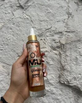 OIL ABBRONZANTE GLITTER IN VETRO 12OML LINEA MAXI LUXURY CON SPRAY IN ORO
