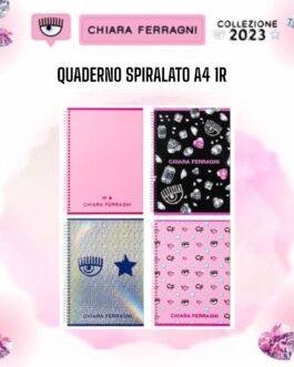 CHIARA FERRAGNI COLLEZIONE 2023 QUADERNI SPIRALATO A4 1R/5MM UN PAC 4 PZ