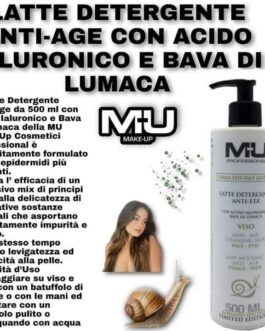 LATTE DETERGENTE CON ACIDO IALURONICO E BAVA DI LUMACA ANTIAGE 500ML /LATTE + TONICO CON BAVA DI LUMACA