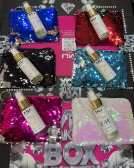 Abbina il tuo profumo preferito ad una pochette paillettes sempre a scelta tua ✨✨ Kit profumo 30ml + pochette MU make up