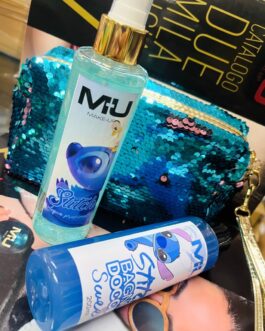 KIT STITCH💙 • borsello grande  • bagno doccia  •acqua profumata corpo glitter  MU MAKE UP