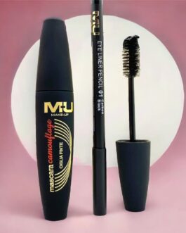 KIT  MASCARA CIGLIA FINTE + MATITA CARBON BLACK 01  MU MAKE UP