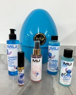 UOVO STITCH 💙 • uovo azzurro  • ⁠shampo 200ml • ⁠gloss labbra  • ⁠profumo corpo 100ml • ⁠bagno doccia 200ml • ⁠gel scrub 100ml MU MAKE UP