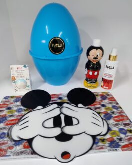KIT UOVO TOPOLINO  BOMBA DA BAGNO BAGNOSCHIUMA 400Ml PROFUMO CAPELLI&CORPO 200Ml TOVAGLIETTA UOVO