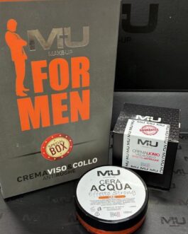Kit uomo🧡 idea regalo🎁🎄  Crema uomo viso e collo 50 ml Cera effetto strong box regalo  MU MAKE UP