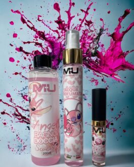 SET ANGEL Bagnodoccia 200ml MU make up acqua profumata 75ml Lip angel