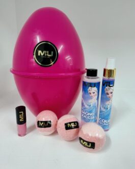 KIT UOVA ARIEL/FROZEN /RAPUZEL   3 BOMBE DA BAGNO LIP MERCEDESZ BAGNO DOCCIA 200ML ACQUA PROFUMATA 75ML MU MAKE UP