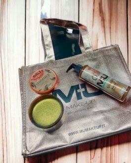 Borsa mare + olio shimmer rapid black 200 Ml + unguento shimmer 150Ml mu make up