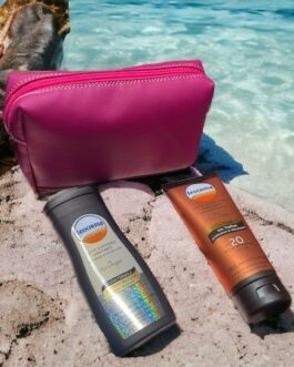 KIT POCHETTE   POCHETTE+ LEOCREMA DOPOSOLE + ABBRONZANTE LUMINOSO CON PROTEZIONE  MU MAKE UP