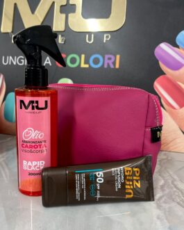 TRIS MARE☀️ 🔺BORSELLO 🔺OLIO ABBRONZANTE CAROTA 200ML 🔺PROTEZIONE VISO 50SPF 50 ML  MU MAKE UP