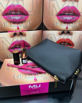 KIT  ROSSETTO LOOK + MATITA LABBRA + POCHETTE (la pochette in foto è terminata, è possibile scegliere tra le bag colorate)  MU MAKE UP