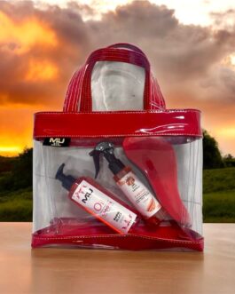 kit borsa+ olio corpo abbronzante  + olio capelli protezione uv  +SPAZZOLA MU MAKE UP