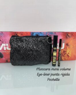 Kit borsello Mascara maxi volume Eye-liner punta rigida Pochette Mu make up
