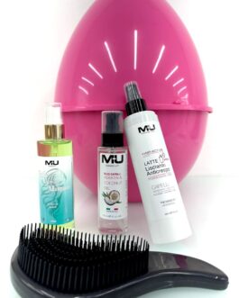 Kit Uova capelli Spray allungante + olio capelli 100ml + Latte lisciante + Spazzola mumakeup